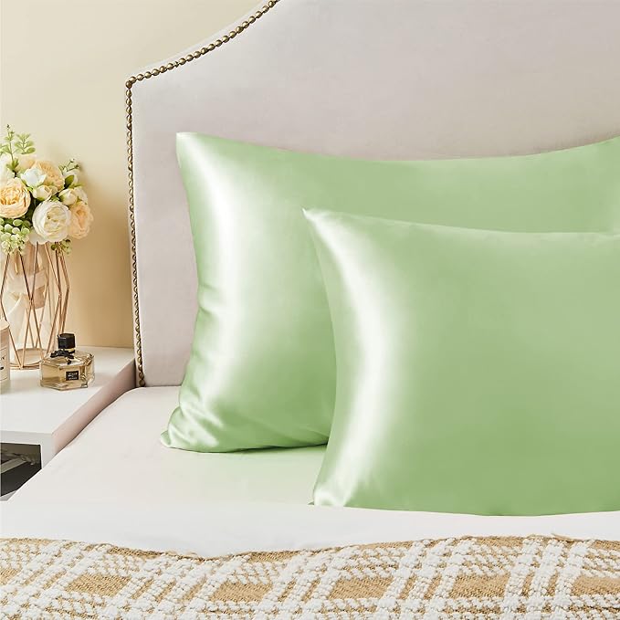 BEDELITE Satin Pillowcase for Hair and Skin, Super Soft and Cooling Similar to Silk Pillow Cases 2 Pack with Envelope Closure, Gift for Women Men(20"x40" King Size, Gleam)