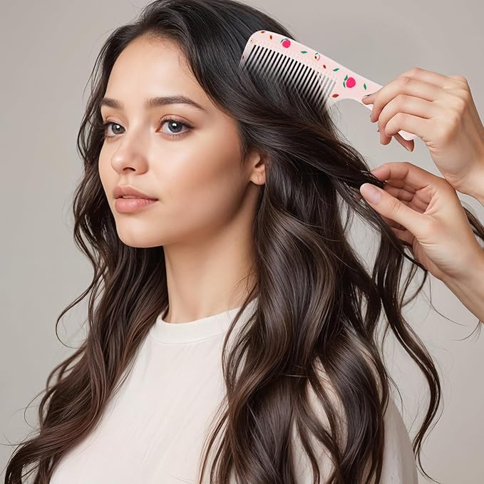 Baby Comb Set, Small Cute Fine Tooth Toddler Comb & Rat Tail Baby Comb for Styling, Pink Baby Hair Comb Plastic Parting Combs, Anti-Static Mini Hairdressing Comb for Baby Girl Wet Dry Hair (2Pcs)
