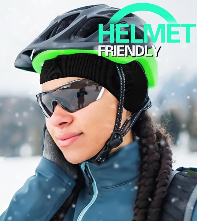 Winter Ear Warmer Headband for Men Women Double-Layer Knit Ear Muffs Cover with Fuzzy Lining for Running and Cycling (Pink, One Size)