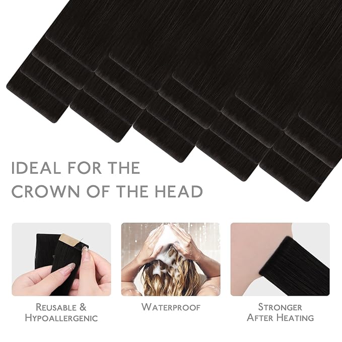 WENNALIFE Invisi Edge Tape in Hair Extensions Human Hair, 16 Inch 50g 20pcs Dark Brown Invisible Luxury Remy Hair Extensions Natural Seamless Injected Tape Ins Straight Extensiones De Cabello Humano