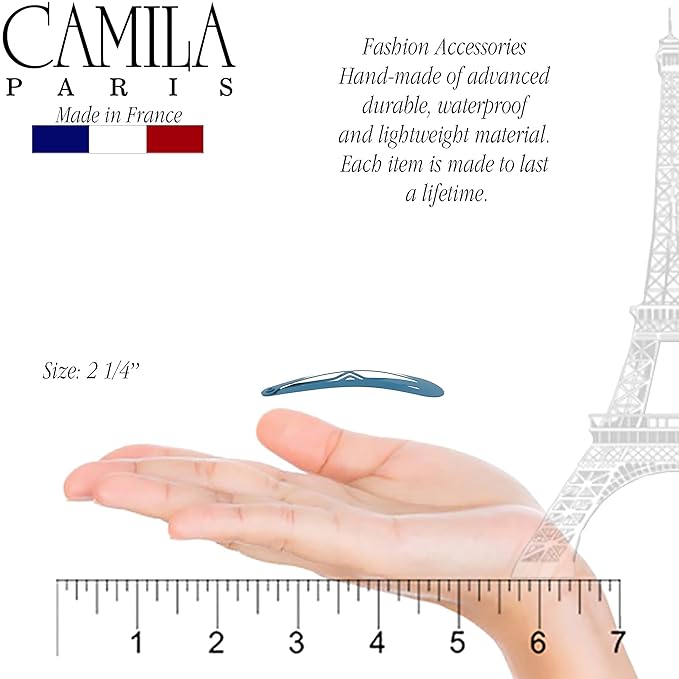 Camila Paris CP1330B French Hair Barrettes Clips, Snap Hair Slides Clic Clac for Women, Styling Girls Side Slide-in Metal Snap Pin Hair Accessories for Women. Strong Hold, No Slip Grip, Made in France