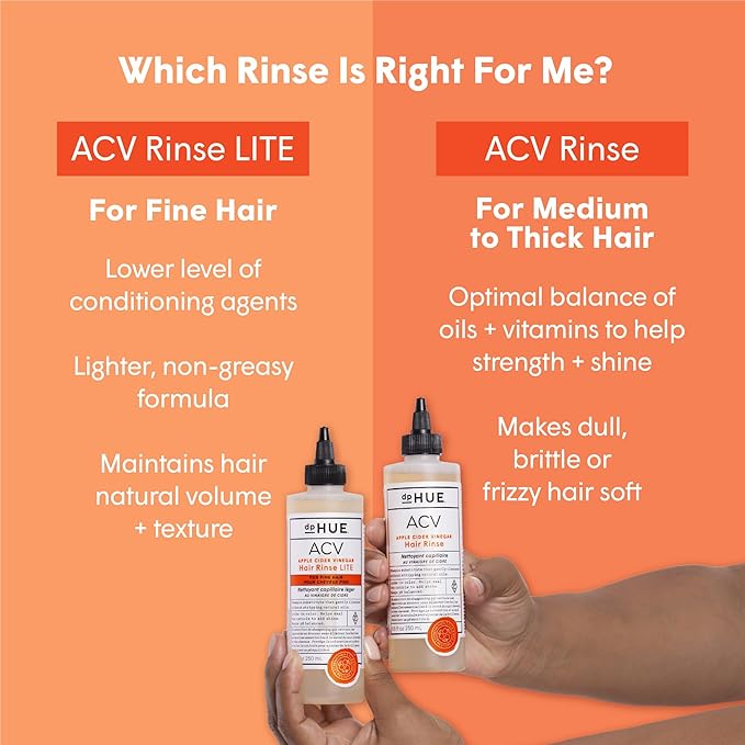 dpHUE Apple Cider Vinegar Hair Rinse Lite, 8.5 oz - Shampoo Alternative, Scalp Cleanser & Post Workout Rinse - Won’t Weigh Fine Hair Down - Removes Buildup & Sweat