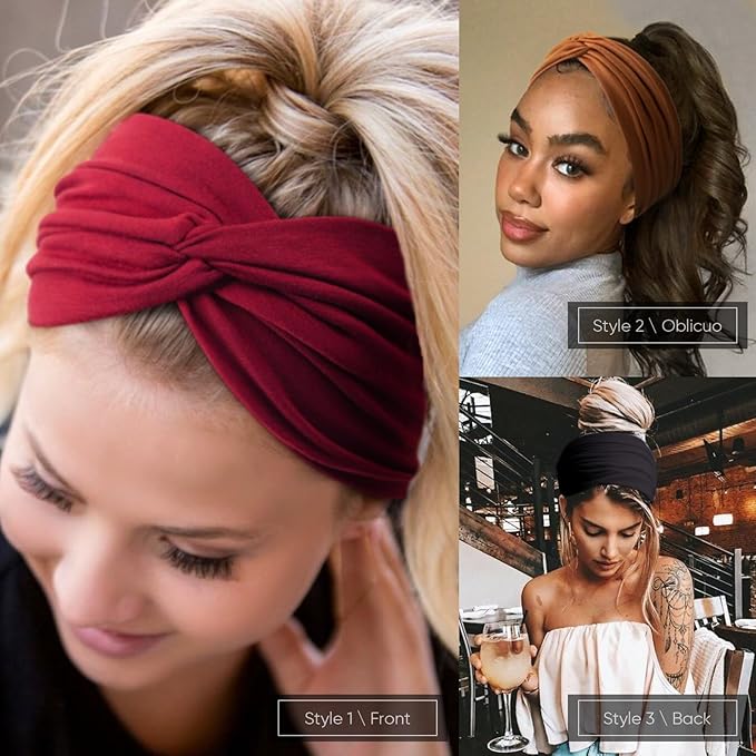 Extra Wide Headbands for Women Large Turban Headband Non Slip Boho Elastic Hairband Hair Twisted Knot Head Bands Accessories
