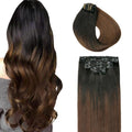 SURNEL Clip in Human Hair Extensions 18 Inch 6pcs 120g Natural Black to Chocolate Brown Double Drawn Clip Hair Extensions (#1BT4,18'')