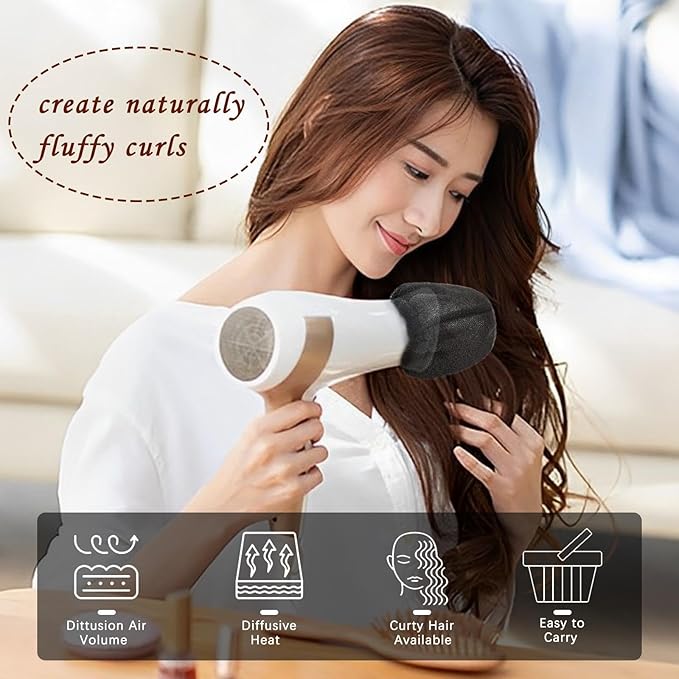 Hot Sock Diffuser for Hair Dryer,2 Pack Universal Diffuser Hair Dryer Attachment Portable Hair Dryer Sock Diffuser Cover with Elastic Band for Home Travel Hotel