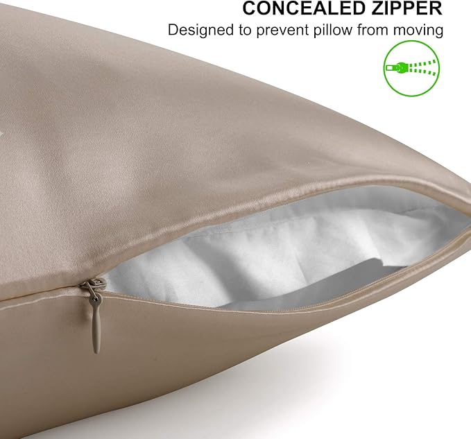 ALASKA BEAR Natural Silk Pillowcase, Hypoallergenic, 19 Momme, 600 Thread Count 100 Percent Mulberry Silk, King (1pc, Taupe Tan)