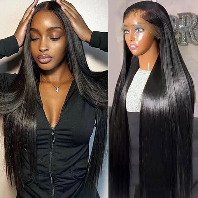 Lemoda Full 13x6 SKINLIKE Real HD Lace Frontal Wigs 210% Density 15A 28Inch Straight 13x6 Full Lace Frontal Virgin Human Hair Wigs Invisible 0.1mm Ultra-thin Knots Frayed Ends Lace Wig Natural Black