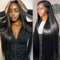 Lemoda Full 13x6 SKINLIKE Real HD Lace Frontal Wigs 210% Density 15A 28Inch Straight 13x6 Full Lace Frontal Virgin Human Hair Wigs Invisible 0.1mm Ultra-thin Knots Frayed Ends Lace Wig Natural Black
