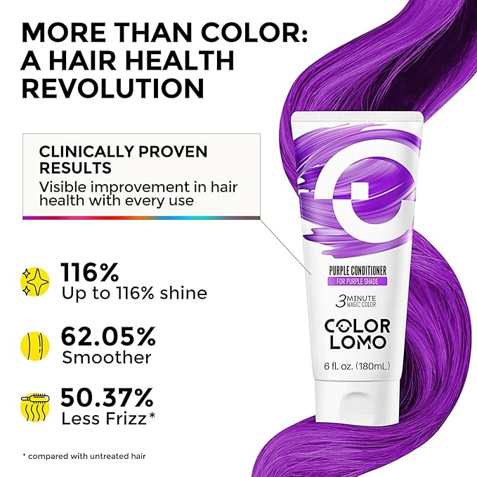 Semi Permanent Hair Color - 6 oz Color Depositing Conditioner with Shea Butter & Almond Oil- Color Conditioner Depositing Hair Mask - Vegan, Paraben, Ammonia & Sulfate Free -Purple