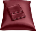 BLISSFORD Satin Pillowcase with Zipper, for Hair and Skin Care, Feels Soft and Cool Like a Silk Pillowcase, Satin Pillow Cases 2 Pack, Slik Pillow Cover, Burgundy, King, Set of 2