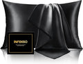 INFIIXSO Mulberry Silk Pillowcase for Hair and Skin, Silk Pillow Cases Standard Size with Hidden Zipper 20x26 Inches, Extraordinary Smooth and Soft Cooling Pillow Cases for Hot Sleepers(Black, 1 Pack)