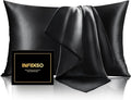 INFIIXSO Mulberry Silk Pillow Case King Size, Silk Pillowcase with Hidden Zipper 20"x36", Extraordinary Smooth and Soft Pillow Cases for Hair and Skin(Black, 1 Pack)