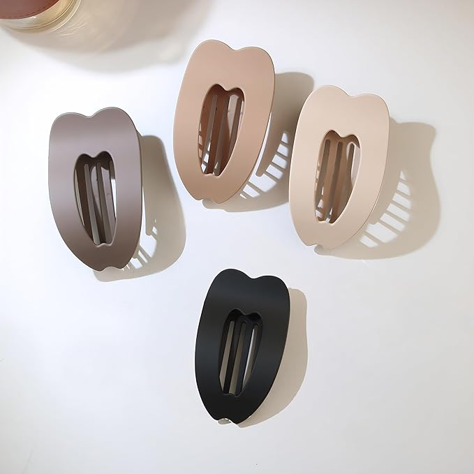 Women Flat Hair Claw Clips, Large Matte Non-Slip Hair Clips, 4-Pack Strong Styling and Hold Suitable for Thick Hair, Women Hair Accessories, Duckbill Shaped Hair Clips