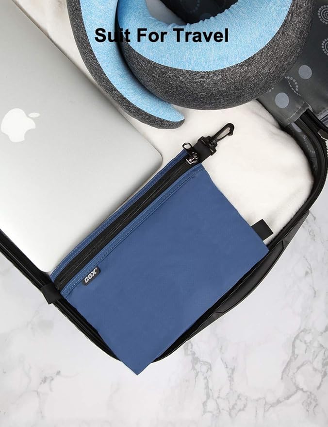 GOX Travel Toiletry Bag Carry On Zipper Pouch Cosmetic Kit Makeup Digital Bag Water Resistant Nylon（navy …