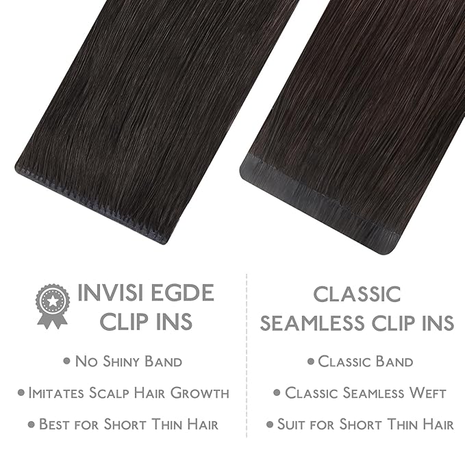 WENNALIFE Invisi Edge Clip in Hair Extensions Real Human Hair, 24 Inch 160g 7pcs Balayage Dark Brown Mixed Chestnut Brown Seamless Clip in Extensions Remy Hair Clip Ins Invisible PU Skin Weft Straight