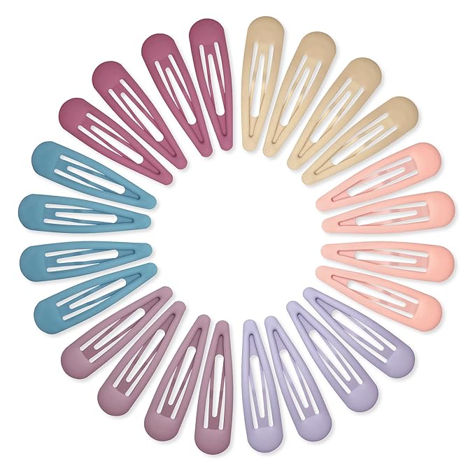 24 PCS 2.36 In Metal Snap Hair Barrettes For Women Water Drop Shape Hair Clips For Thick Thin Fine Hair,Matte Pink Blue Purple Rose Red