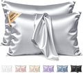 Silk Pillow Cases 2 Pack King Size Mulberry Silk Pillowcase Set of 2 for Hair & Skin 36 x 20 Inches 22 Momme Both Sided Grade 6A Silk Soft Breathable Cooling with Hidden Zipper, Grey