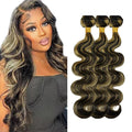 1B/27 Human Hair Bundles Blonde Body Wave Bundle Niegmeag Virgin Remy Hair 3 Bundles 16 18 20 Inch 2 Tone Black and Honey Blonde Bundle Double Weft Hair Weave