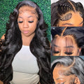 28 Inch Body Wave Lace Front Wigs Human Hair 13X6 HD Lace Frontal Wigs Human Hair 180% Density Glueless Wigs Human Hair Pre Plucked for Women Brazilian Virgin Body Wave Wig Natural Color