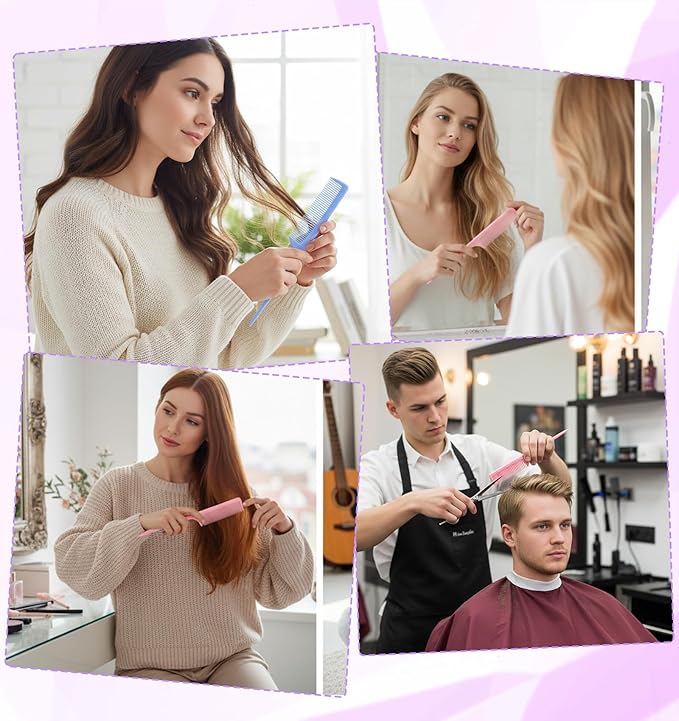 6PCS Fine Tooth Rat Tail Comb, Rat Tooth Comb for Women Styling Detangling Back Combing Updo Hairstyle Anti Static (Mult-Color)