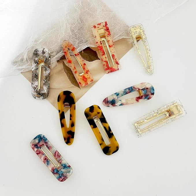 12 Pieces Acrylic Resin Marble Hair Clips Set, Decorative Pearls Hair Barrettes Sweet Decorative Bobby Pins Hairpin Headwear Hair Accessories Headwear for Women and Girls…