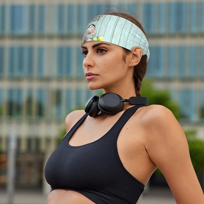 Easter Bunny & Eggs Style Sports Headband for Men Women Moisture Wicking Sweatband for Basketball, Running, Gym