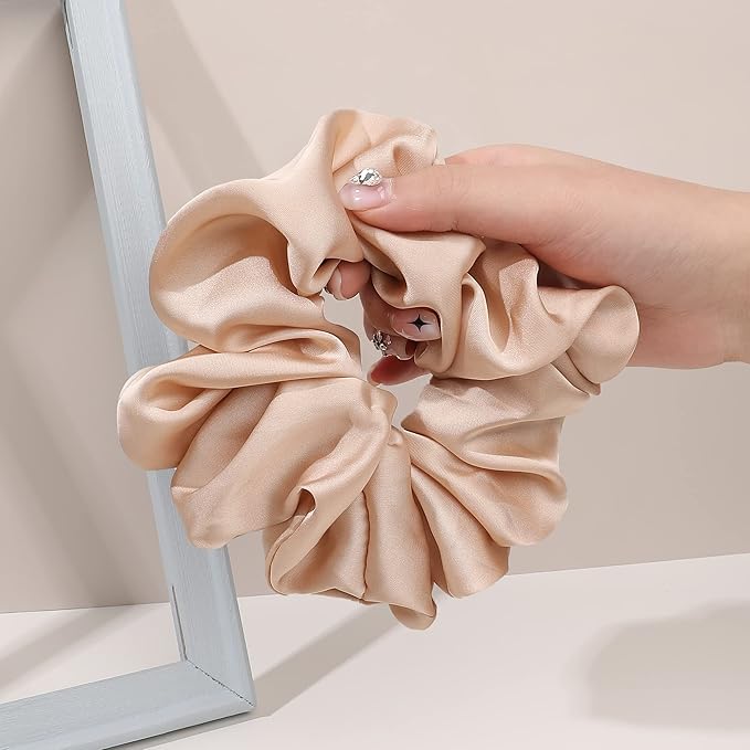 Silk Satin Hair Scrunchies for Women - Big Large Jumbo Scrunchie for Sleep Cute Gaint Oversize Scrunchy for Thick Hair Grils