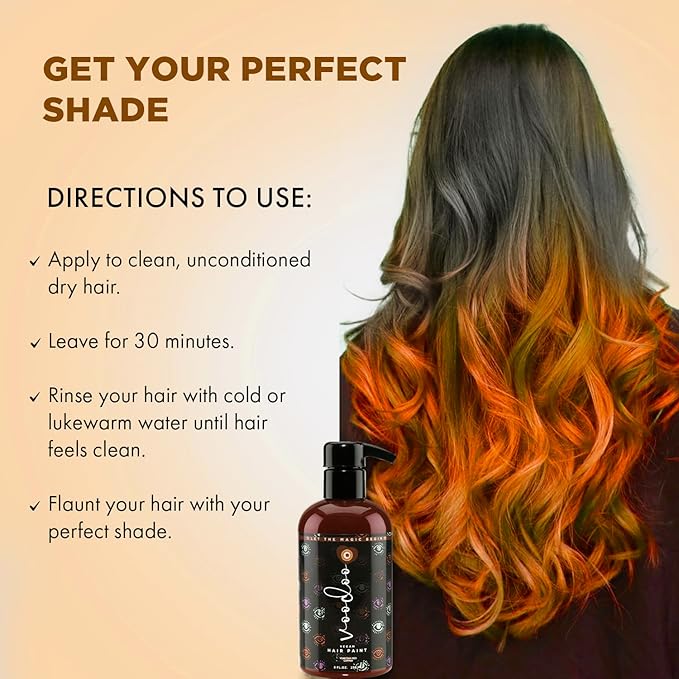 MOEHAIR Semi-Permanent Hair Color | Cowboy Copper Hair Dye 8 Oz | No Ammonia, Sulfate or Paraben | Vegan & Cruelty-Free | Voodoo Venetian Red Copper Hair Color | Gentle, Non-Drippy & Intermixable