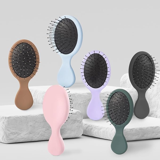 Mini Hair Bursh for Kids Women and Men, Protable Travel Size Hair Brush for Pockets Purse backpack,Mini Detangler Brush for All Hair Types, Small Hair Brush for Detangling(1 Pack-Black)