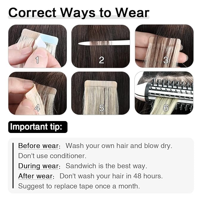 SUYYA Tape in Hair Extensions Human Hair 50g/pack 20pcs Straight Seamless Skin Weft Tape in Real Human Hair Extensions(20inch 16# Light Blonde)