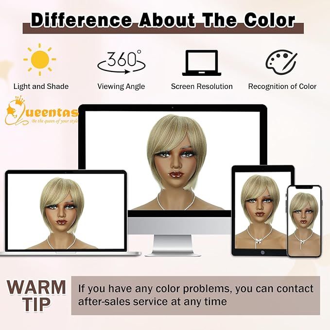 QUEENTAS Blonde Hair Topper for Women with Thinning Hair Pieces 6"*6"Large Coverage 360°3D Cover Silver Synthetic Short Bob with 5 Clips in Wiglets(Blonde Mixed Brown)