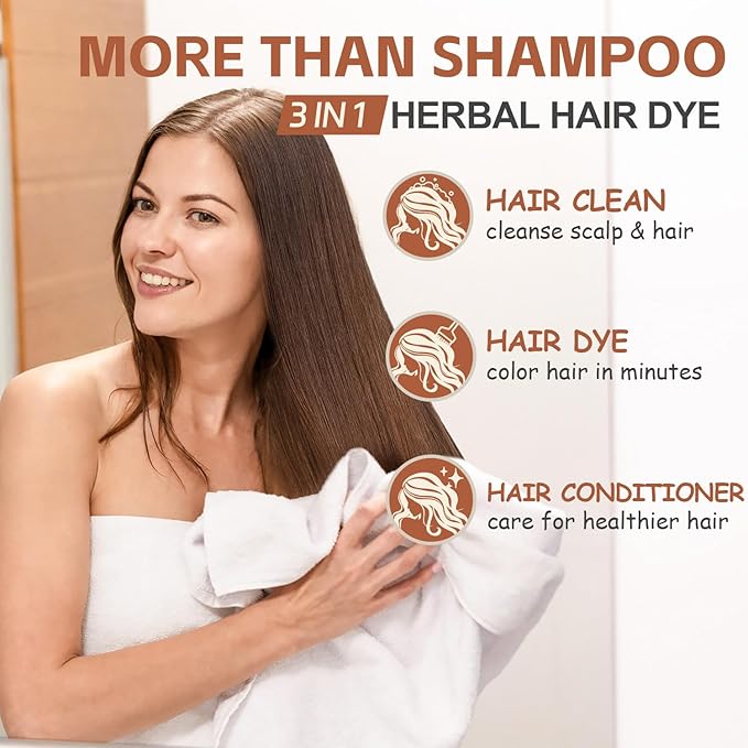 Instant Silver Gray Hair Dye Shampoo for Vibrant Hair Color, Natural Herbal Hair Color Shampoo Hair Dye, 3 in 1 Coloring & Care Formula Lasts 3-4 Weeks, Easy & Quick to Use for Women Men, 500ML