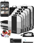 10 Set Compression Packing Cubes for Travel Essentials,Compressible Expandable Packing Cubes for Suitcase,OlarHike Luggage Organizer Bags for Travel,Handy Helper for Organizing Clothes(Black)