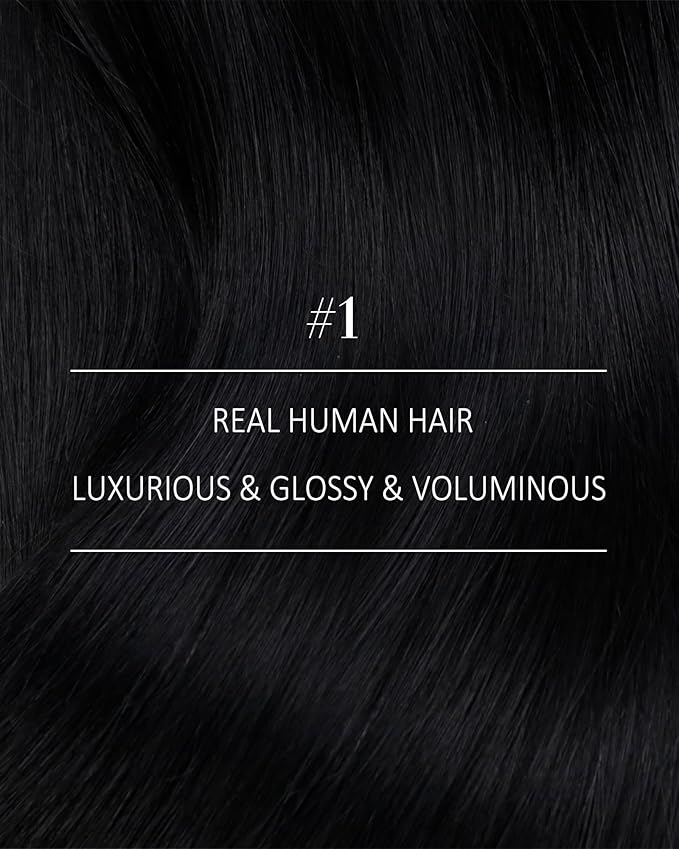 YoungSee 24inch Clip in Hair Extensions Human Hair Black Human Hair Extensions Clip ins Jet Black Blend Natural Clip in Extension Remy Hair for Women Long Straight Hair Extension 120G 7Pcs