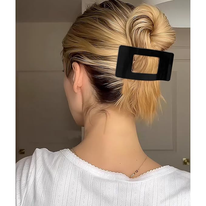 Velscrun Flat Hair Clips for Women Girls, 2 Styles 8 Pcs Lay Flat Claw Clips, Strong Hold French Duck Billed Large Side Hair Jaw Clip for All Hair Types, Non Slip Grip for Daily Styling Leopard