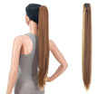 SWACC 28-Inch Long Straight Claw Clip Ponytail Extensions Synthetic Hair Extensions Ponytail Jaw Clip Hair Pieces for Women (Strawberry Blonde-27#)