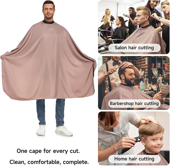 Salon Hair Cutting Cape with Soft Silicon Neck Collar, Professional Anti-static Barber Cape