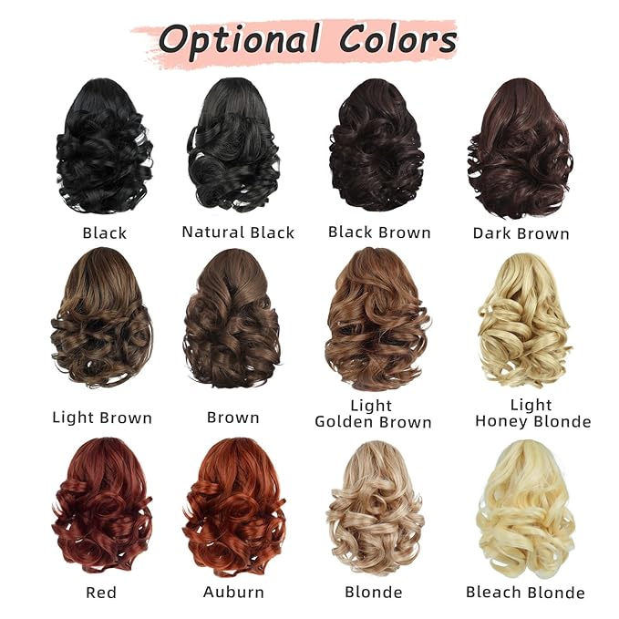 Ponytail Extension, Clip on Ponytails for Women, 9" Claw Clip in Short Curly Wavy Pony Hair Extension for Women - Light Honey Blonde