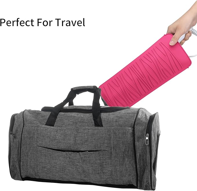 Silicone Heat Resistant Travel Mat Pouch for Hair Styling Tools (Hot Pink, 1 Pack)