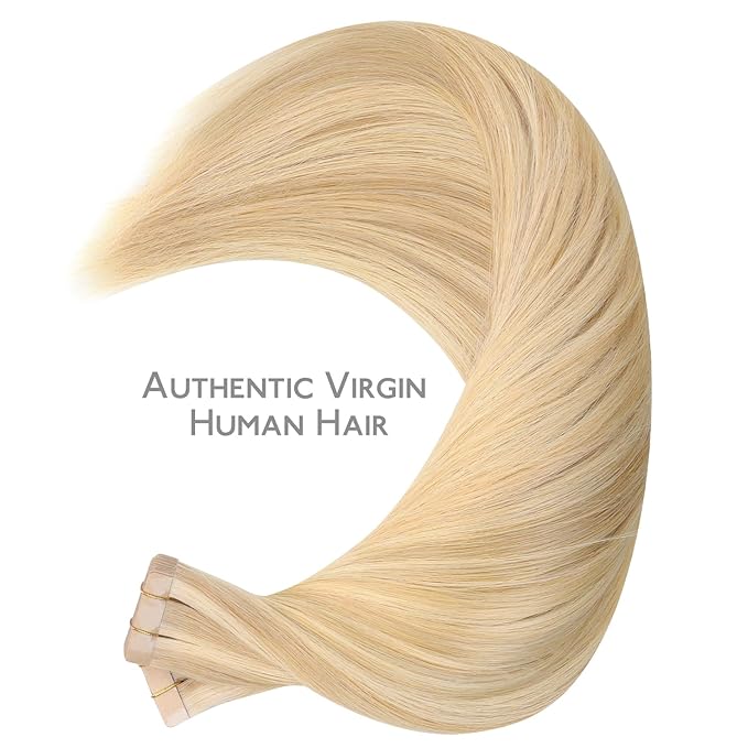 WENNALIFE Tape in Hair Extensions Human Hair, 40pcs 100g 18 inch Light Blonde Highlighted Golden Blonde Hair Extensions Real Human Hair Straight Tape in Extensions Invisible Human Hair Extensions