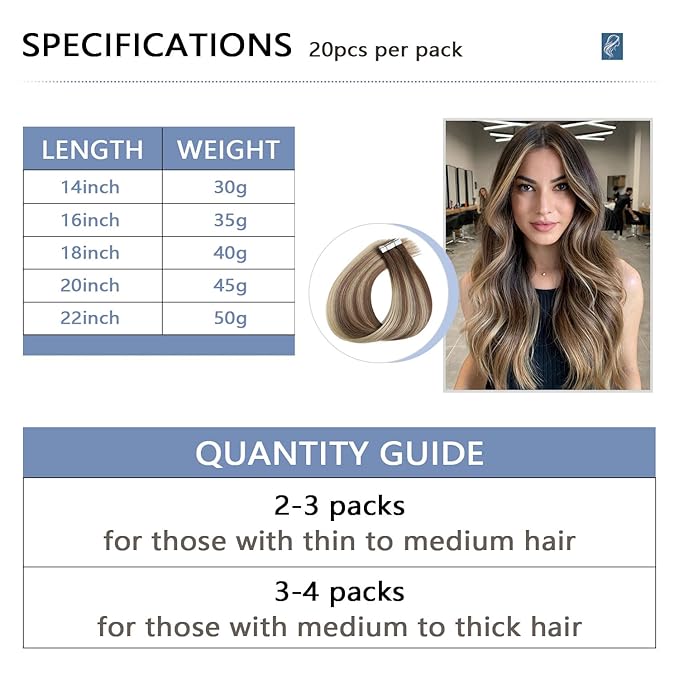COOKAYU Invisi Edge Tape in Extensions Human Hair Walnut Brown to Ash Brown and Blonde Seamless Injected Tape Ins Straight invisible Hair Extensions 16Inch 35g 20pcs/pack
