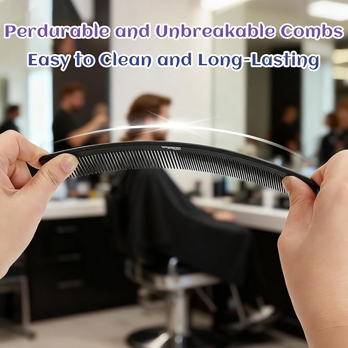 2Pcs Combs for Women and Men，Professional Black Carbon Fiber Teasing Comb，Combs for Hair Stylist, Fine and Wide Tooth Styling Comb for All Hair Types（Style 1）