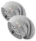 2PCS Silk Satin Bonnet Hair Wrap for Sleeping, Adjustable Strap Curly Natural Hair Night Caps for Women Men(Gray&Gray)
