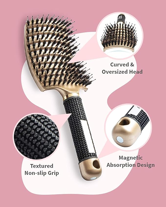 Magical Ultra Detangling Brush for Wet or Dry Hair, Detangler Brush, Fast Drying Styling Massage Hairbrush for Men, Women and Kids (Red+Black)