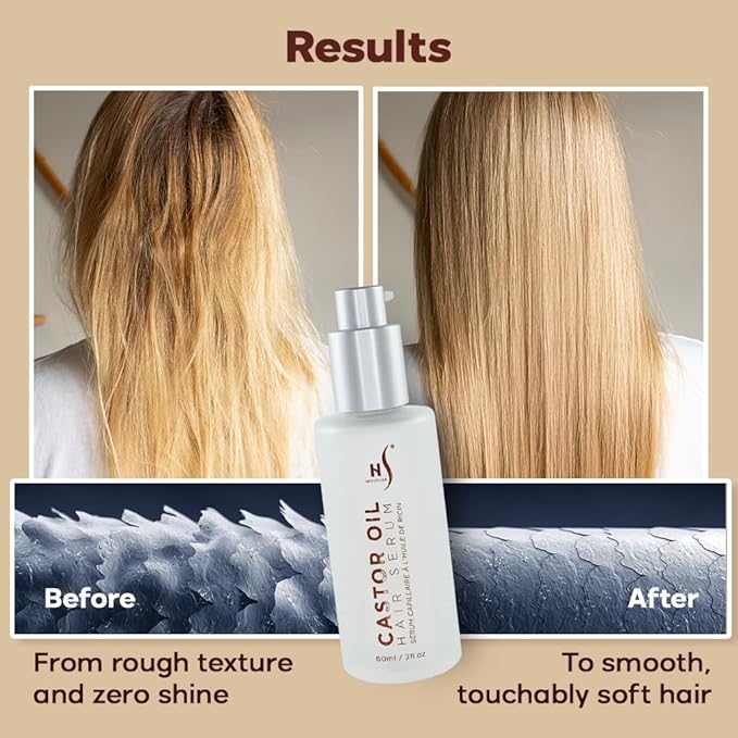 HerStyler Castor Oil Hair Serum for Hair Growth - Hair Shine Serum with Vitamin E - Hair Growth Serum - Hair Serum Heat Protectant - Vitamin E for Silky Hair - 2 Fl Oz (1 Pack) (2 Pack)
