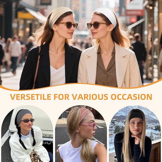 Headbands for Women Non Slip Thick Headbands Fashion Wide Headband Elastic Hairbands for Women's Hair Soft Head Band Hair Accessories 6PCS