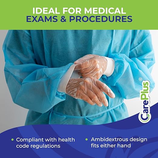 Pro Vinyl Clear Gloves - Medium Size, 100 Count | Latex-Free, Powder-Free, Heavy Duty, Non-Sterile, | Food Prep, Kitchen & Cleaning Gloves, Hair Coloring | Ideal for Professional Use