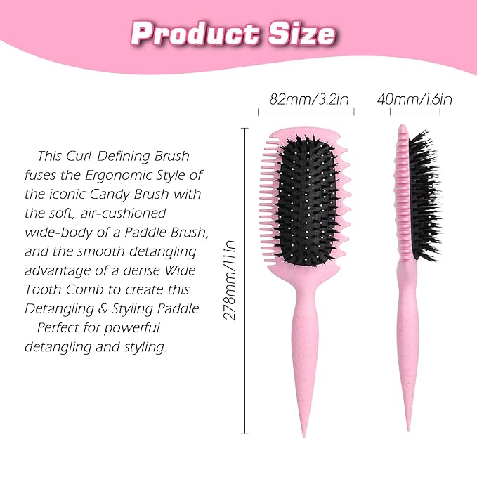 Candy Brush Curl Defining Hair Brush for Effortlessly Detangling Shaping and Styling Curls, Curl Brushes with EdgeLift for All Wet or Dry Hair Types for Women and Girl, Reduce Pulling and Frizzing