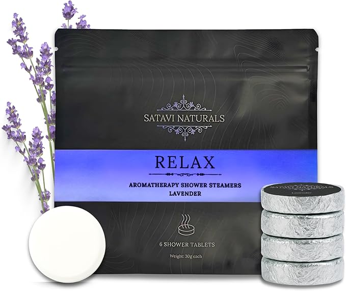 Shower Steamers 6 Pack - Aromatherapy Shower Bombs for Stress Relief - Spa Self Care Gift Set, Holiday Stocking Stuffers for Women & Men - Lavender