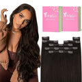 YoungSee Clip in Human Hair Extensions Brown Clip in Extensions Real Human Hair Darkest Brown Human Hair Clip ins Extensions Ease to Use 22Inch 7Pcs 120G